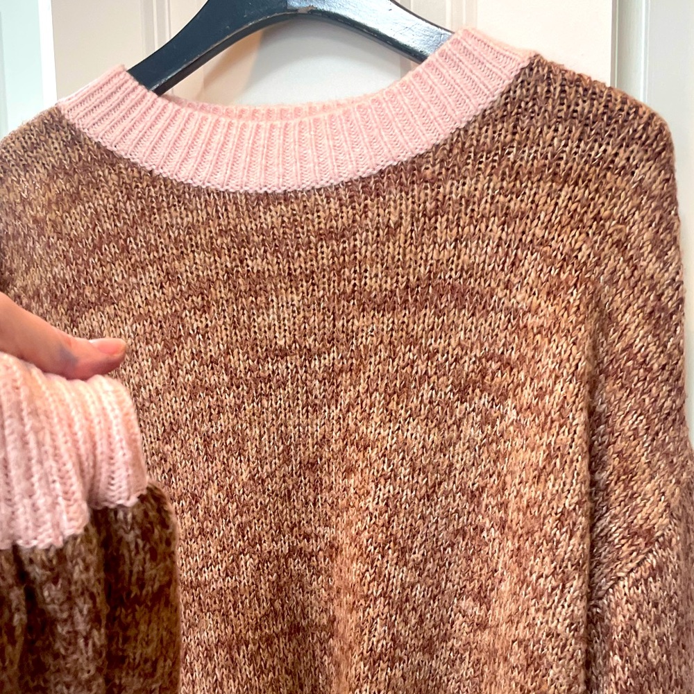 Super soft brown and pink sweater. Size medium